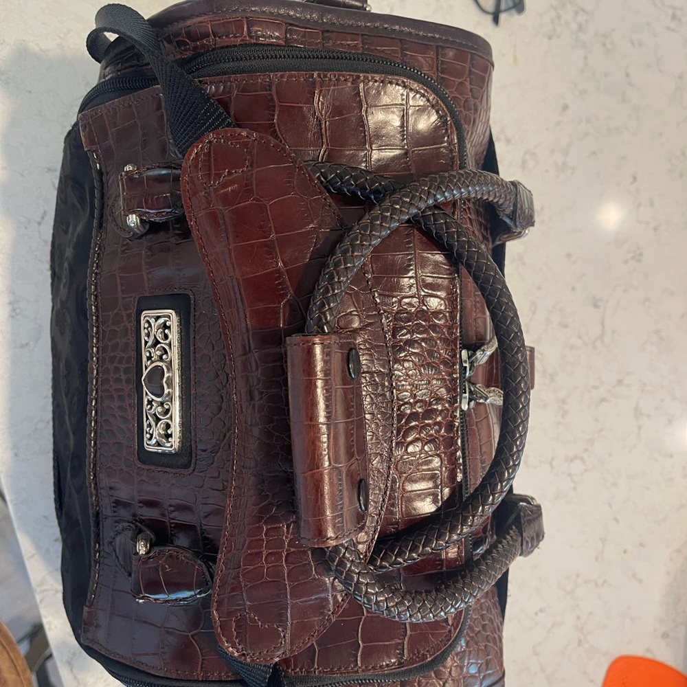 Vintage 25 Year Old Brighton Two-Tone Croc Leather Weekender Bag PRISTINE!